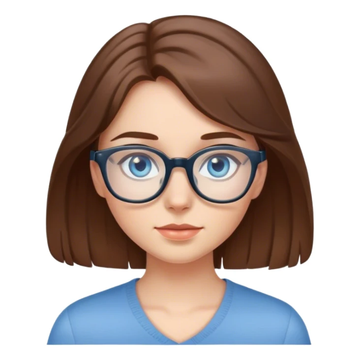 Brown haired girl with blue eyes and clear glasses  sticker