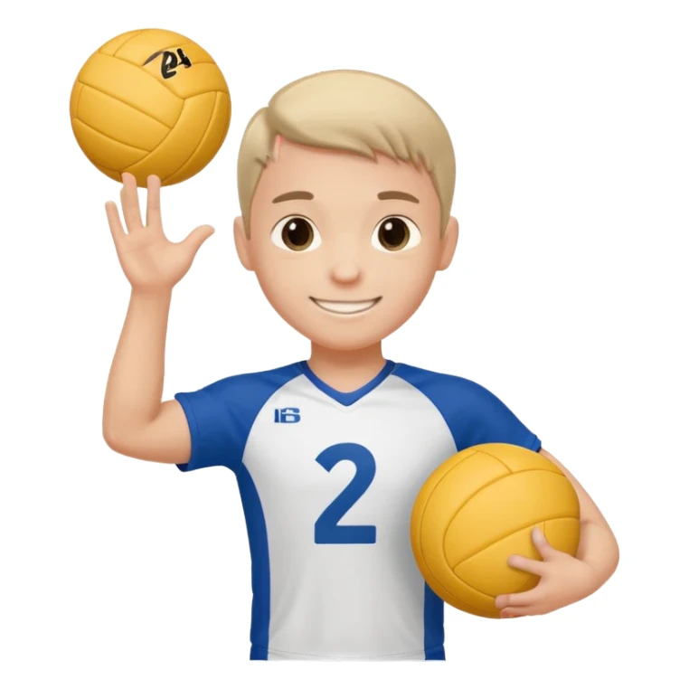 Cute mini guy with volleyball and has a jersey the reads BS is big and infront jersey number is 24 sticker