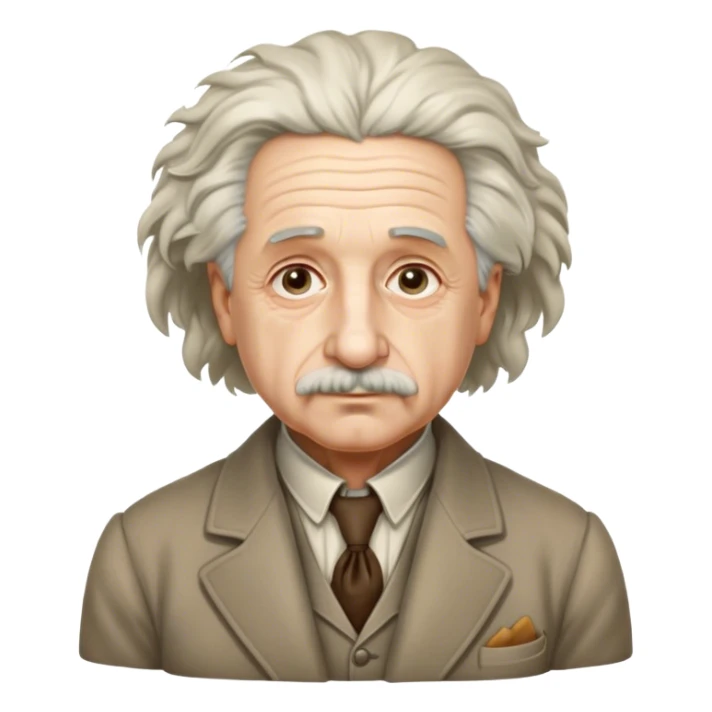 Cinematic Realistic portrait of Albert Einstein, shown as an iconic genius with wild, expressive hair and a gentle, contemplative expression, rendered in detailed period clothing with warm, intellectual lighting sticker