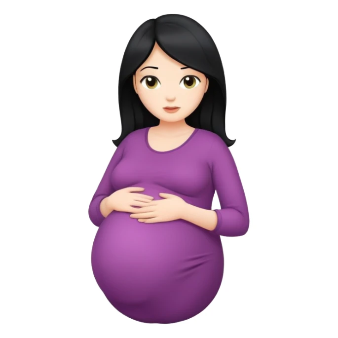 Mulher branca cabelo preto grávida sticker