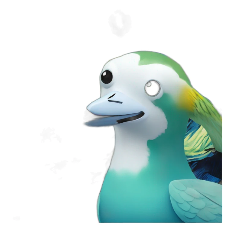 Vangogh starry night combined with seagul and aquamarine color sticker