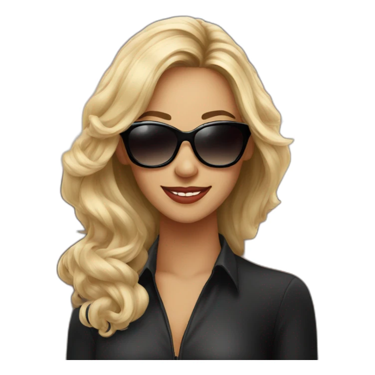 Beautiful woman in black sunglasses slyly smiling sticker