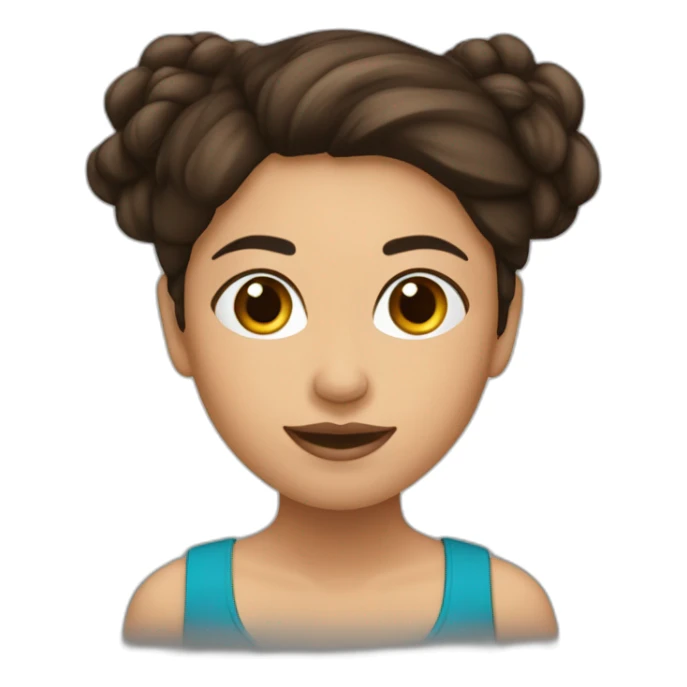 Mujer fitness, cabello marrón oscuro, tez blanca sticker