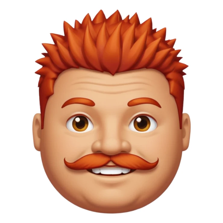 fat spiky haired happy man, red haired and mustache sticker