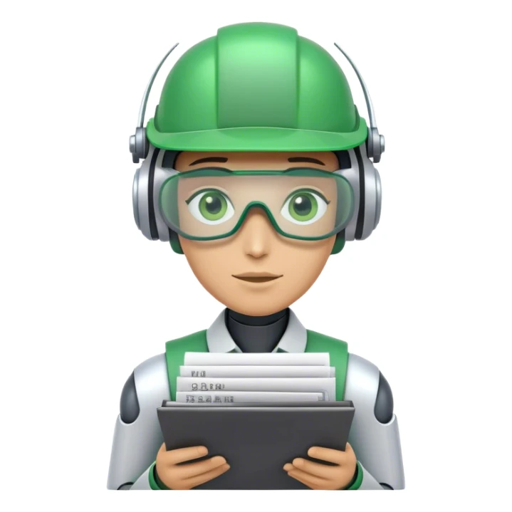 human like robot bookkeeper wearing an Green eyeshade dealer's visor  and holding spreadsheets sticker