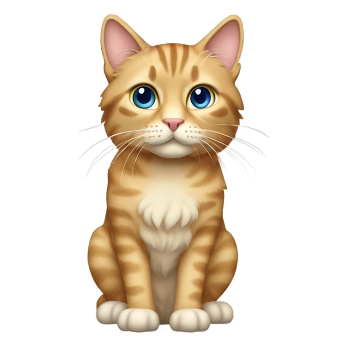 long hair Beige tabby cat full body sticker