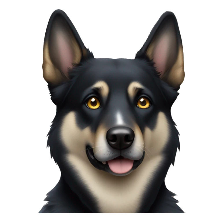 Black German shepherd husky mix with one brown eye and one blue eye tilting head  sticker