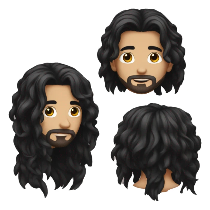 Long black hair man cute sticker