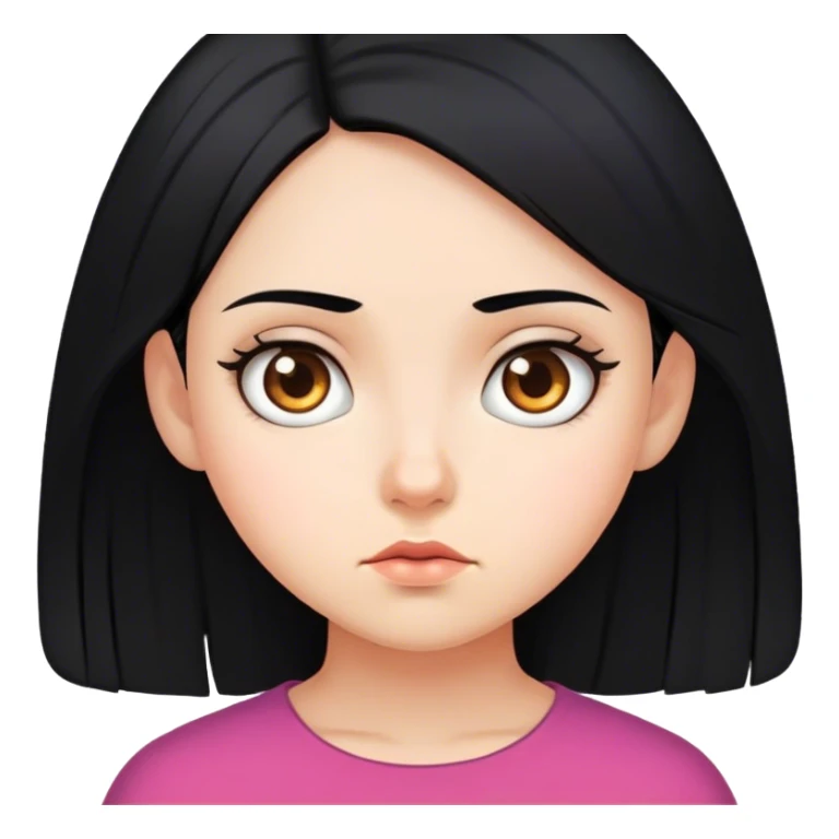 Girl with black hair staring confusedly  sticker