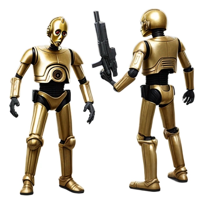 Armed Dusty old Bounty hunter C-3PO in action  sticker