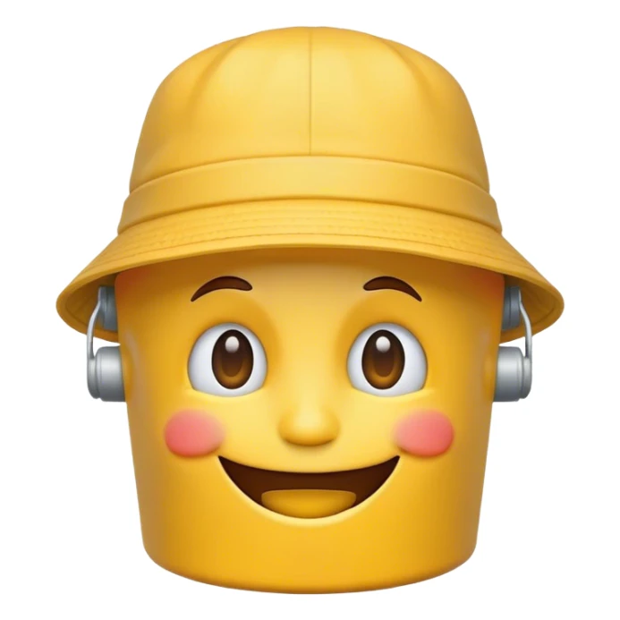 standard yellow face smiling emoji with a bucket hat sticker