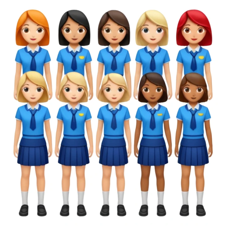 A set of women's school uniforms, no one appears sticker