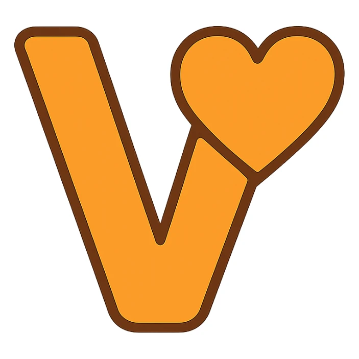 letter V emoji with heart, no background sticker