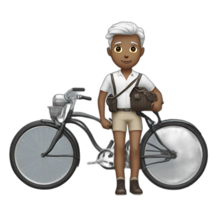 White Alfred Brown hair with bike sticker