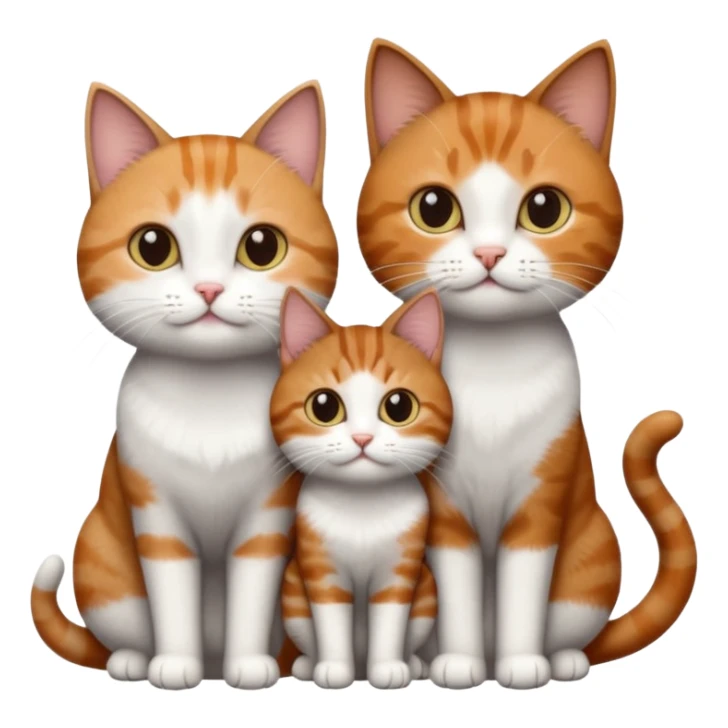3 different coloured tiny short haired cats, including a dark grey and white cat, a ginger and white and a brown tabby and white sticker