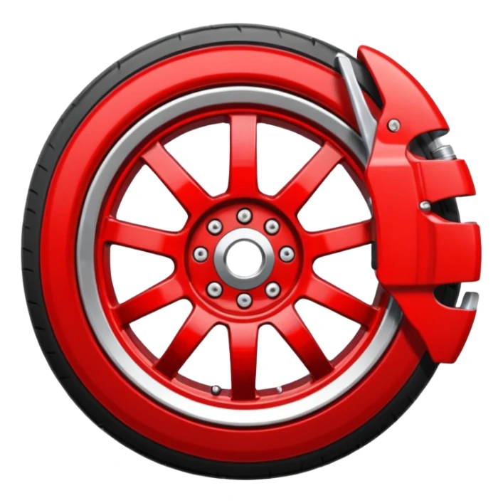Car wheel emoji with red brake caliper sticker