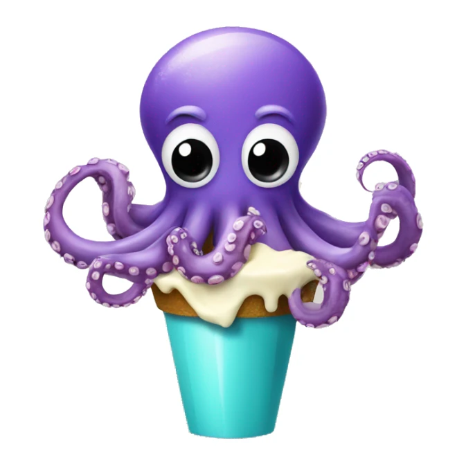 OCTOPUS EATING ICECREAM sticker