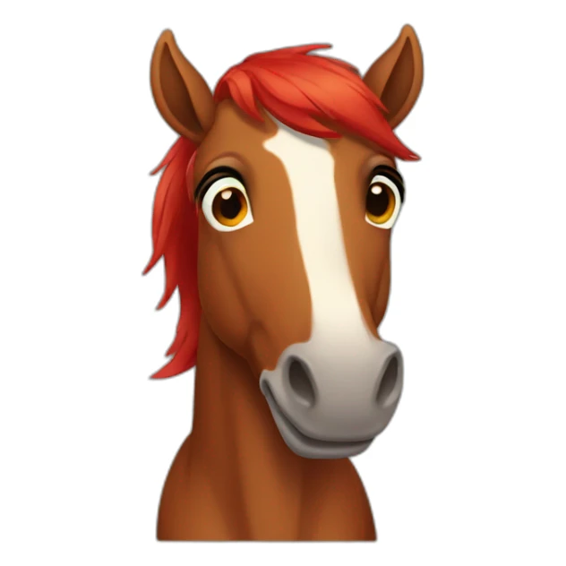 funny brown horse with red hair sticker
