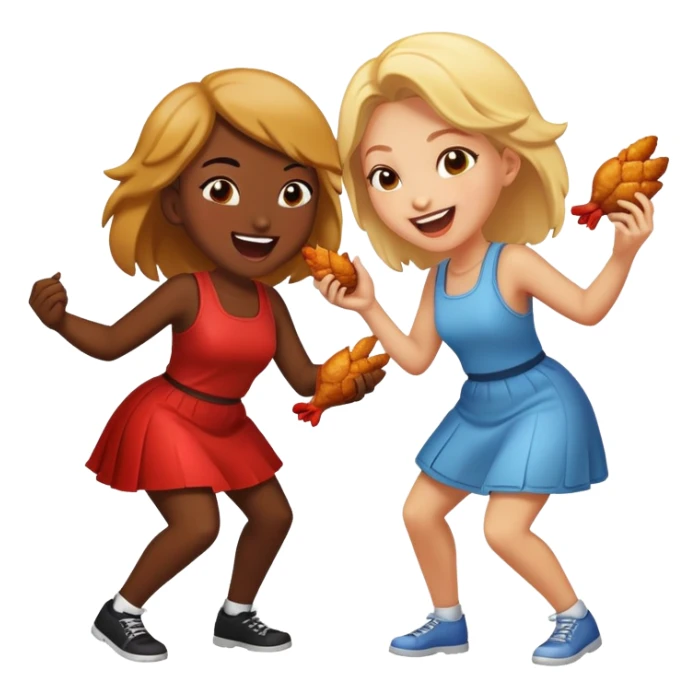 Two girls fighting over chicken wings sticker