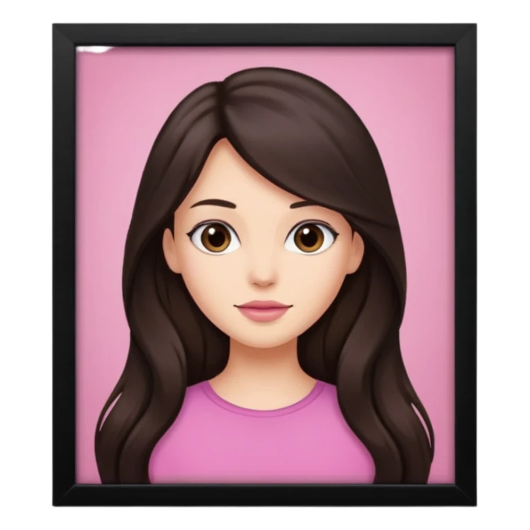 pink girly framed picture of a long hair brunette  sticker