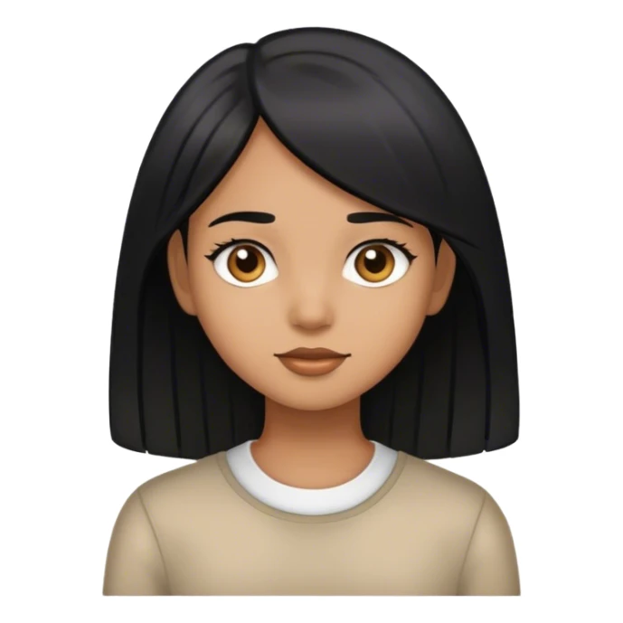 light brown skinned girl with straight shiny black hair sticker