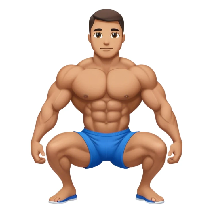 bodybuilder with blue shorts glute-bridges sticker