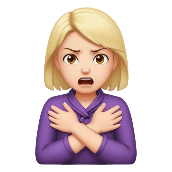 Girl crossed hands around neck angry srcreaming sticker