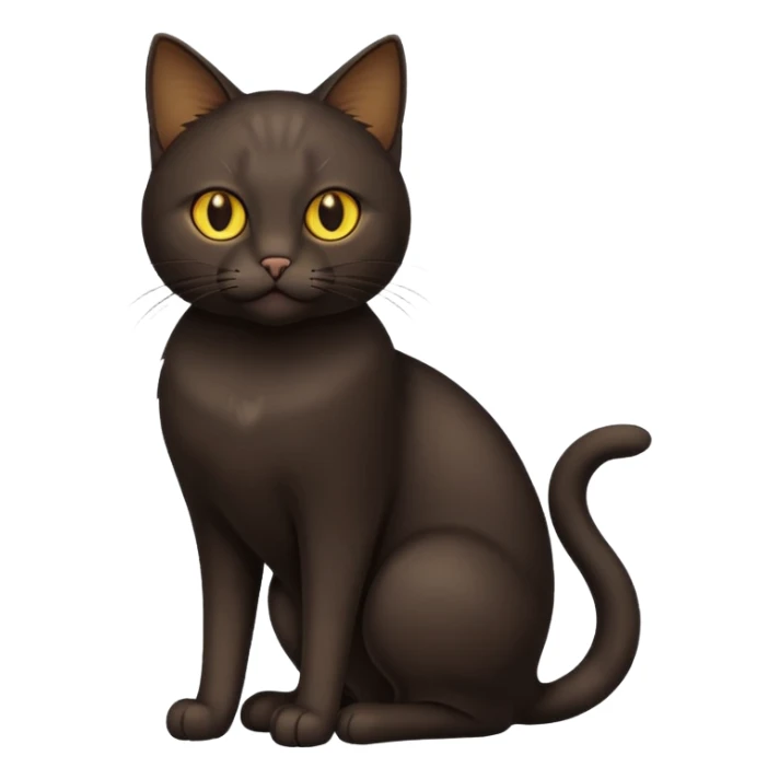 Dark-Brown sitting cat with golden eyes  (full body) sticker