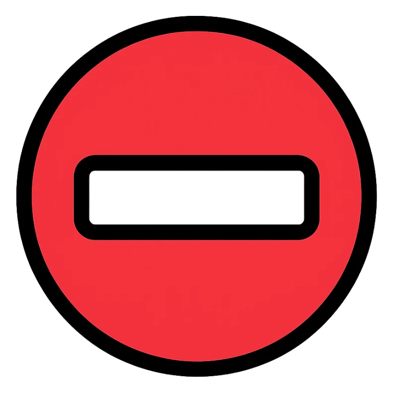 modern style stop icon, red circle with white horizontal stripe, no text sticker