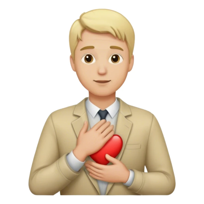 a blonde man put his hand on his heart sticker