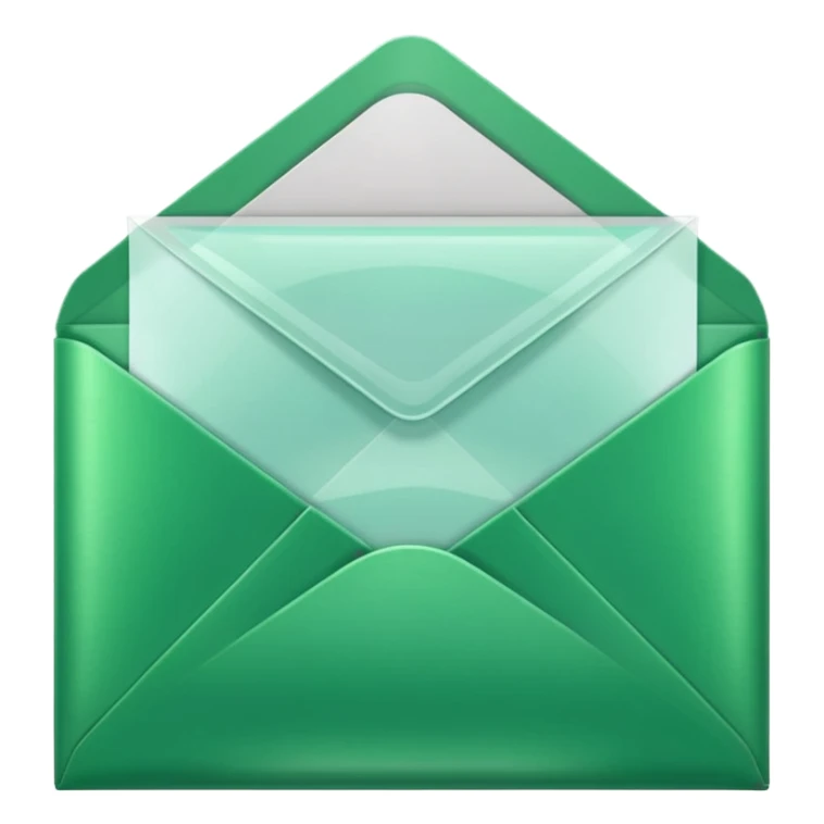 A simple emoji-style icon of a transparent green plastic gym folder envelope, slightly open, with clean edges, soft shine, and subtle shading, conveying fitness organization and active lifestyle.

 sticker