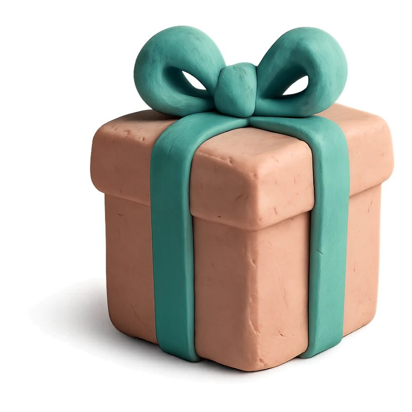 claymation style 3D gift box with pastel colors sticker