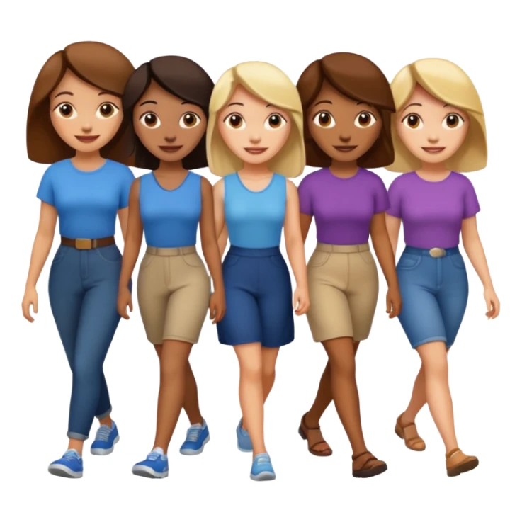 6 women interviewee walking side of face sticker