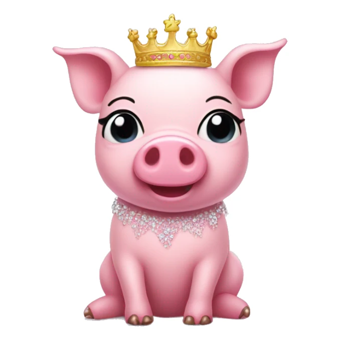 Pink pig in tutu and tiara sticker