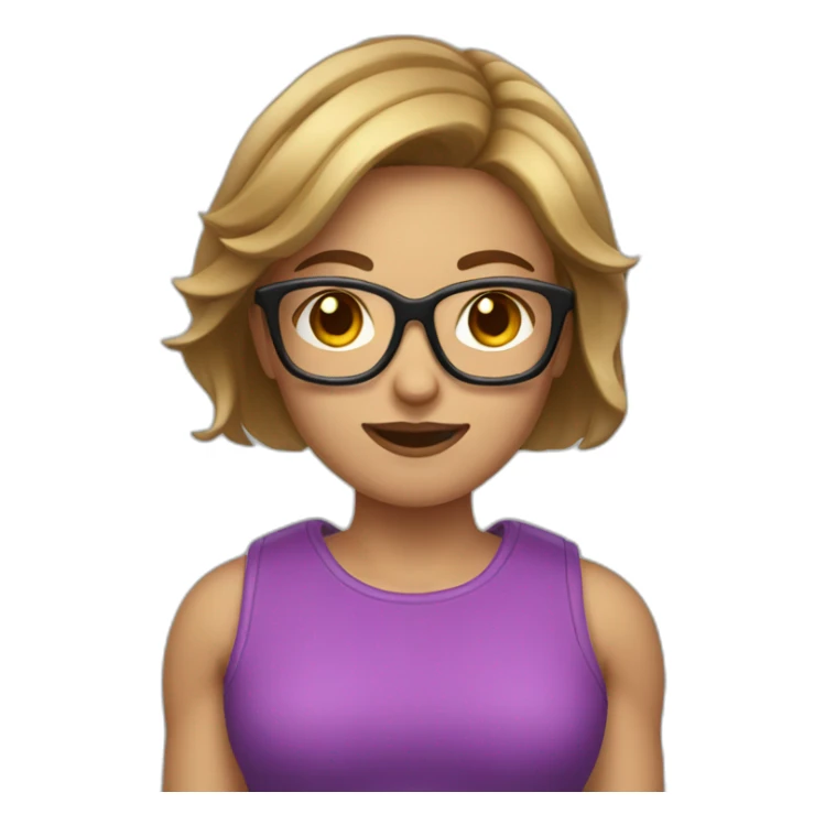 Girl with short light brown hair glasses  dumbbell sticker