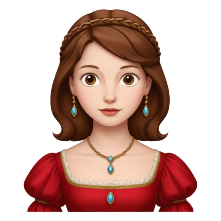 Renaissance lady – brown hair, red dress  sticker