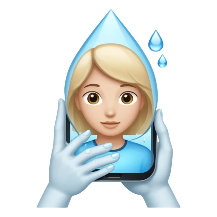 una gota de agua que tenga en la mano un telefono sticker