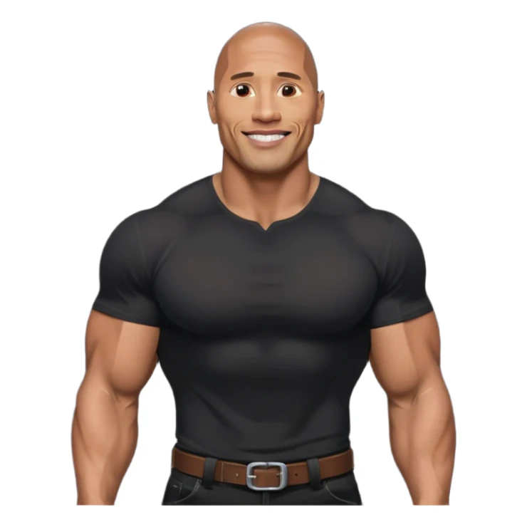 Draw Dwayne Johnson in a fitted shirt, muscular build & confident smile sticker