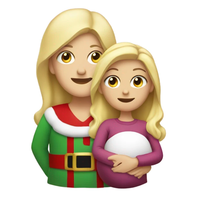 blonde pregnant woman with santa sticker
