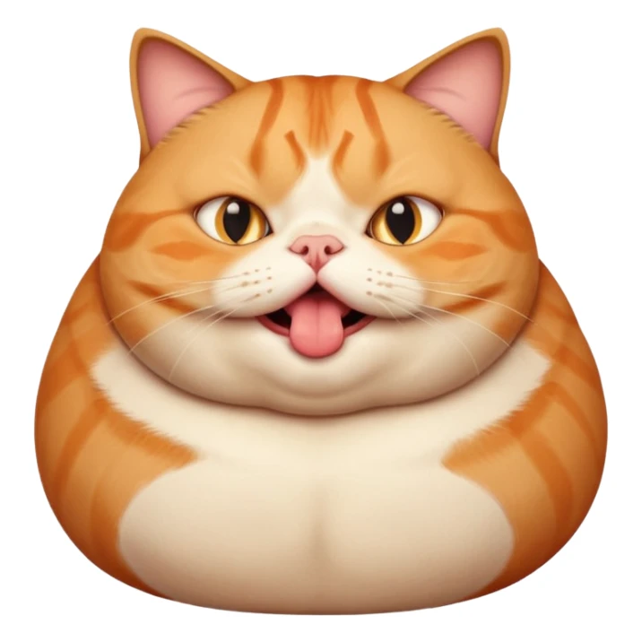 fat obese cat with huge bulging eyes and giant tongue out sticker