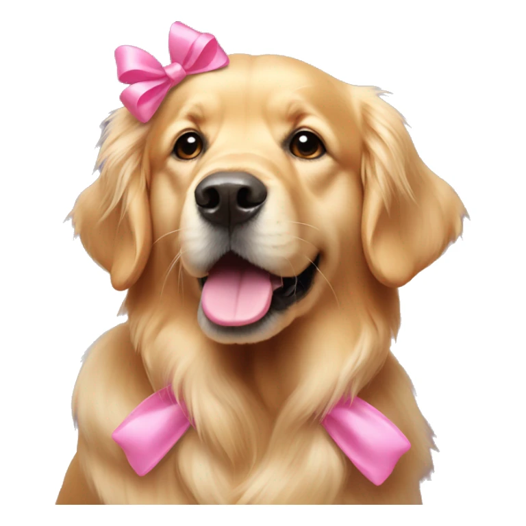 Golden retriever dog with pink bow on head sticker