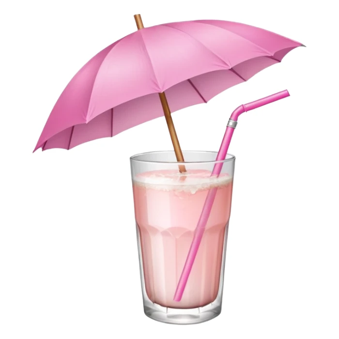 coconut drink with pink umbrella and a pink lined straw sticker