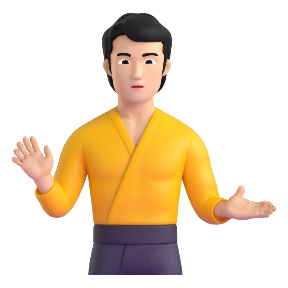 Bruce Lee with correct face proportions and head shape, upper body sticker