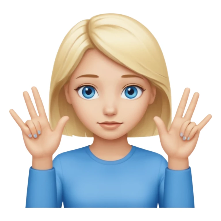 Blonde girl blue eyes making hard sign with hands sticker