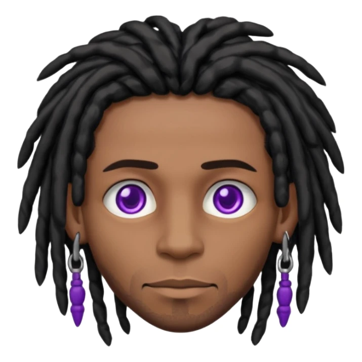 Brown skin male with black dreads and purple eyes  sticker