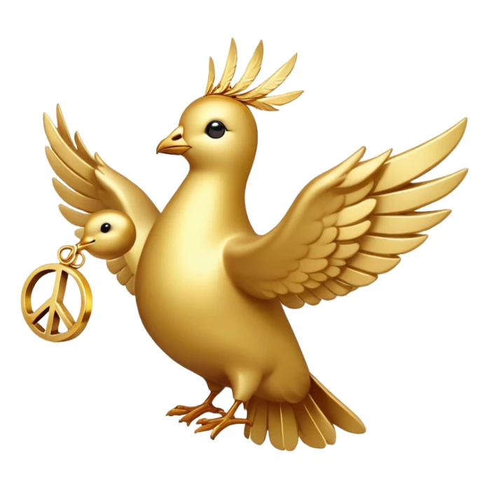 golden dove, shiny gold feathers, peace symbol bird sticker