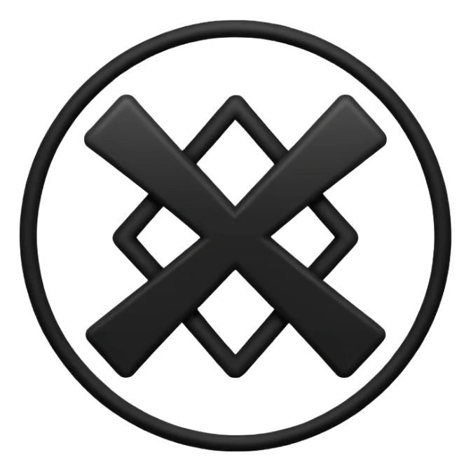 Circle and outside of it an X sticker