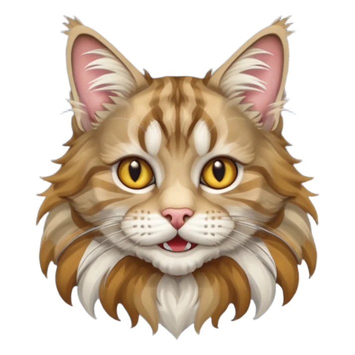 Realizza un gatto di razza maine coon con denti affilatissimi e cattivissimo sticker