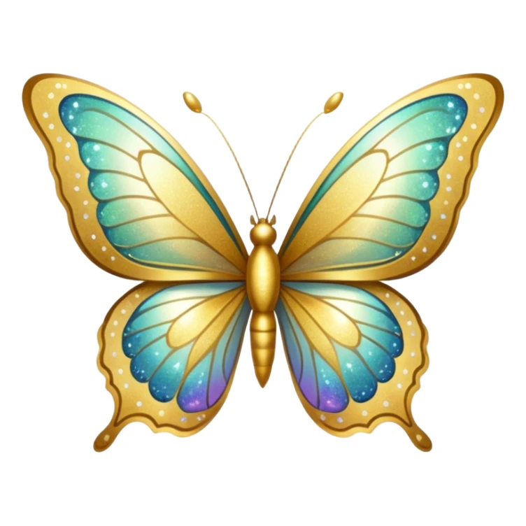 Golden shimmery glitter butterfly emoji sticker