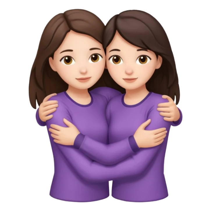 A brunette sister and a brunette sister together hugging sticker